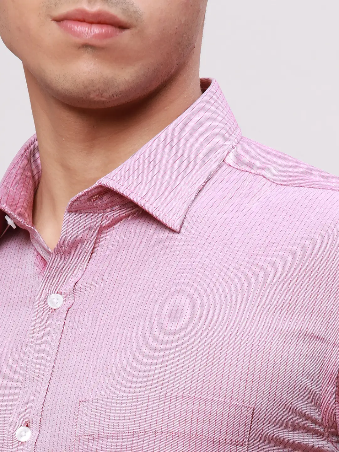 Park Avenue Men Maroon Slim Fit Striped Cotton Full Sleeve Cut Away Shirt - Image 7