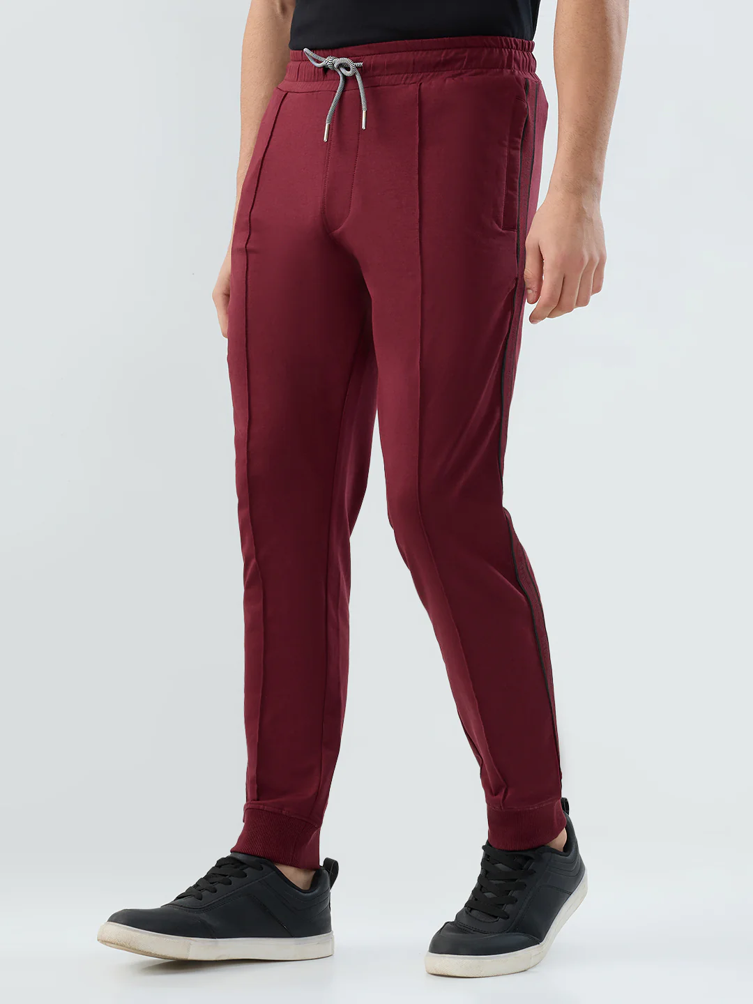 Park Avenue Men Maroon Solid Slim Fit Cotton Blend Bottom Lowers - Image 3