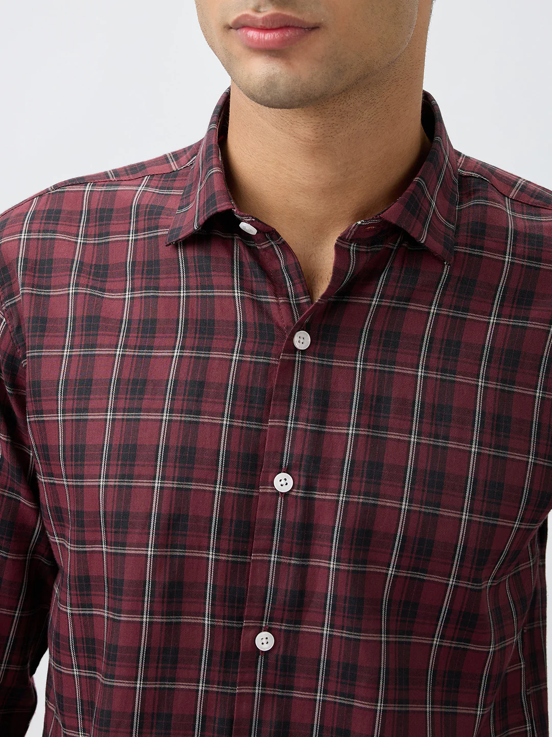 Park Avenue Men Marron Checks Slim Fit Polyester Blend Casual Shirt - Image 7