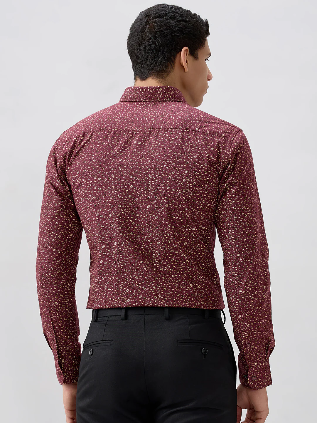 Park Avenue Men Marron Printed Slim Fit Cotton Formal Shirt - Image 5