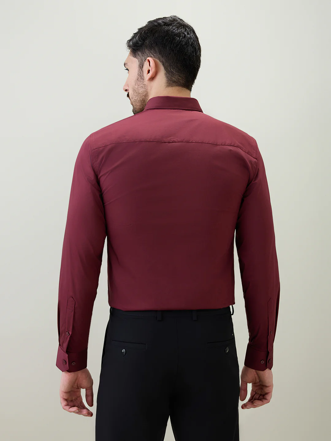 Park Avenue Men Marron Solid Slim Fit Cotton Blend Formal Shirt - Image 4