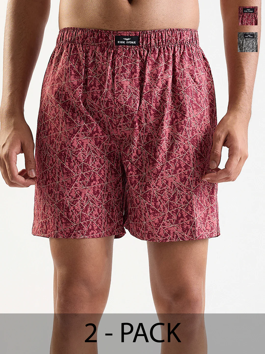 Park Avenue Men Multi-Colour Cotton Boxer Shorts Pack of 2