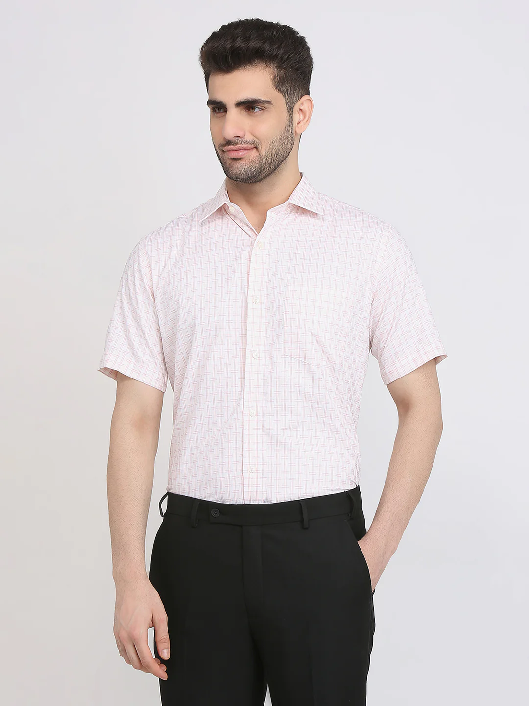 Park Avenue Men Orange Checks Regular Fit Cotton Formal Shirt