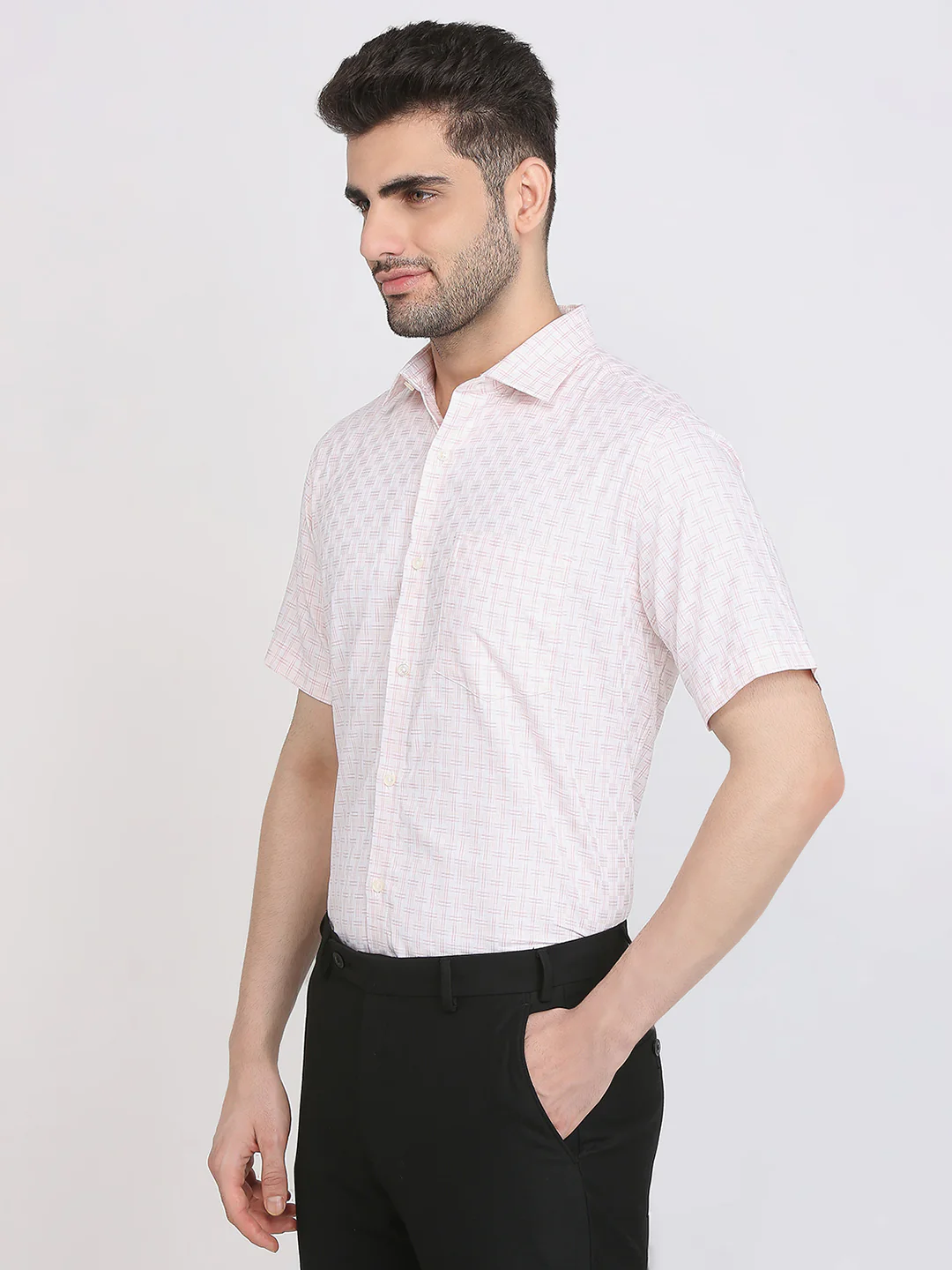 Park Avenue Men Orange Checks Regular Fit Cotton Formal Shirt - Image 2