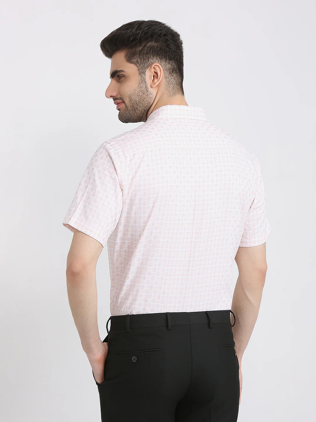 Park Avenue Men Orange Checks Regular Fit Cotton Formal Shirt - Image 4