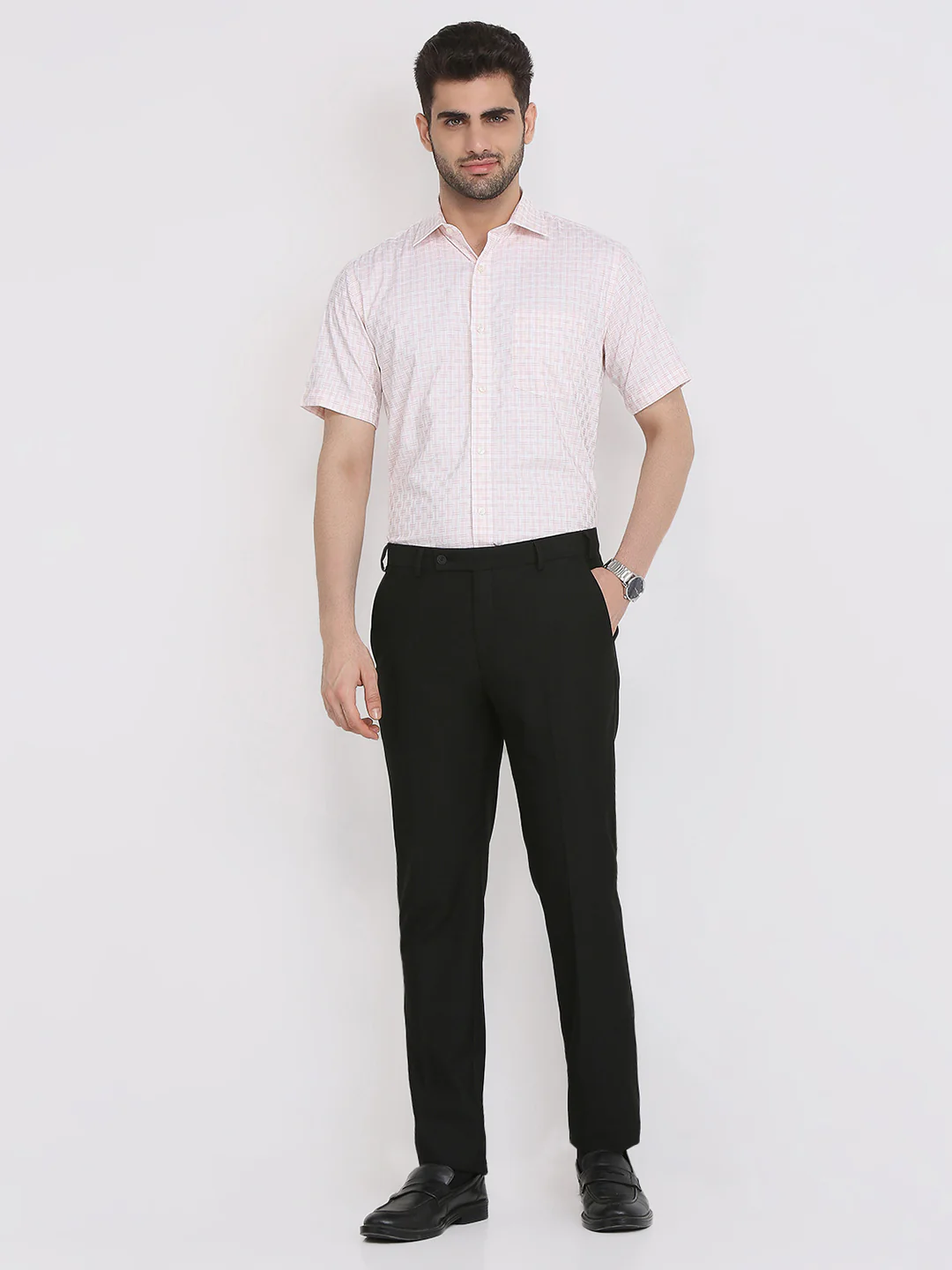 Park Avenue Men Orange Checks Regular Fit Cotton Formal Shirt - Image 5