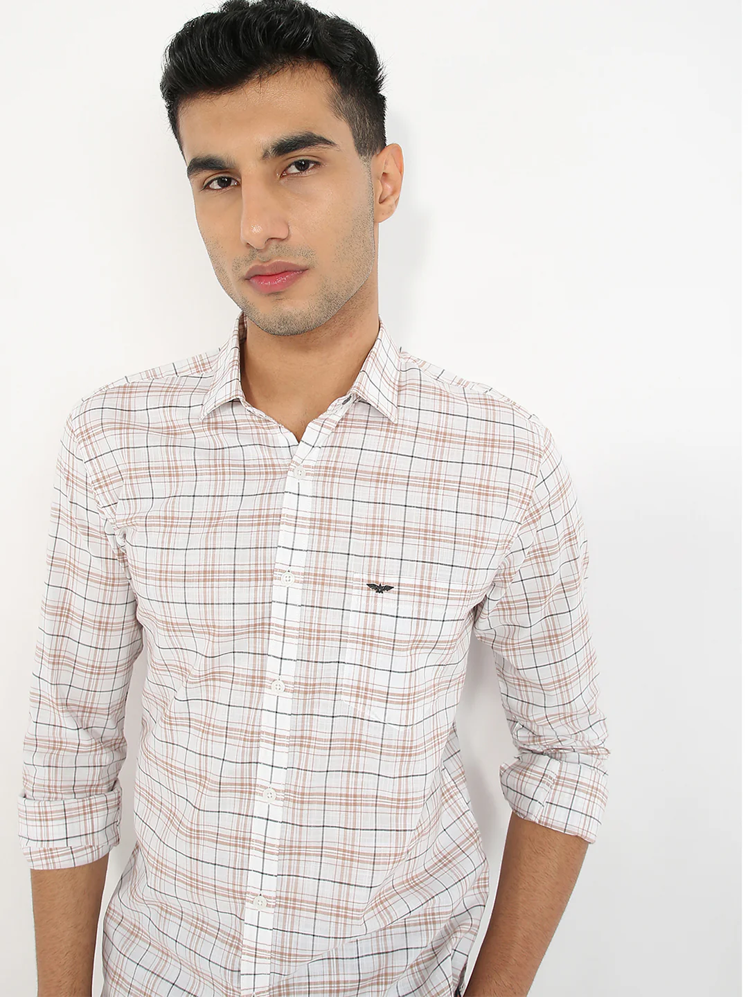 Park Avenue Men Orange Checks Slim Fit Cotton Casual Shirt - Image 6