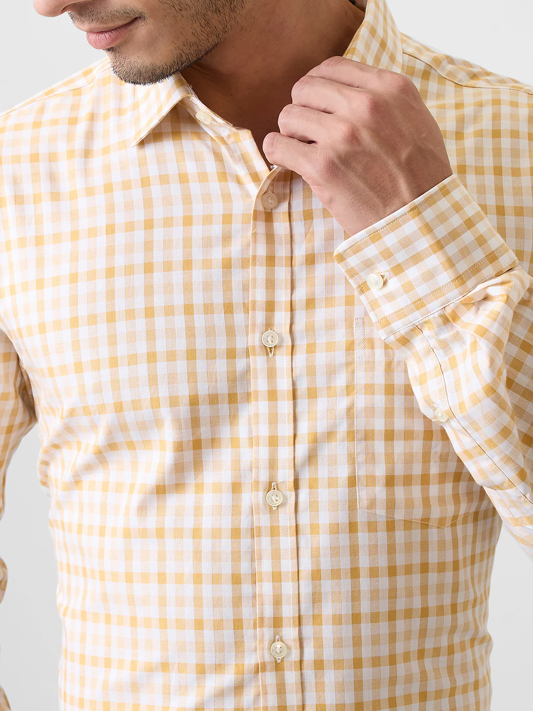 Park Avenue Men Orange Checks Slim Fit Cotton Shirt - Image 6