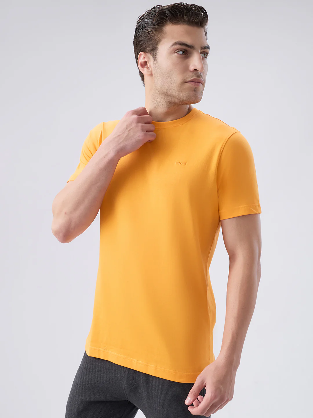 Park Avenue Men Orange Cotton T-Shirt - Image 3