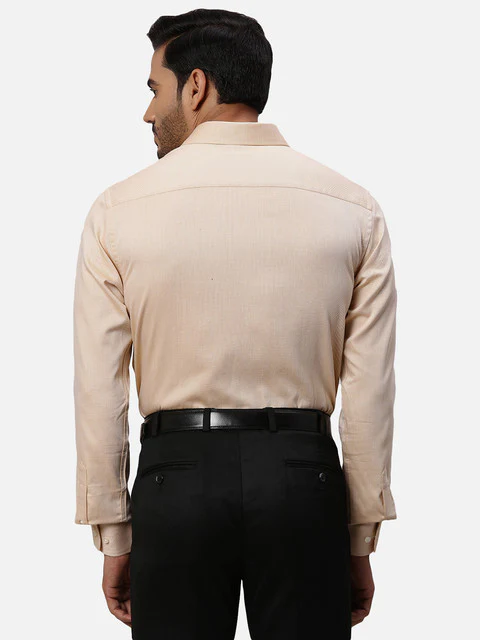 Park Avenue Men Orange Dobby Slim Fit Cotton Formal Shirts - Image 4