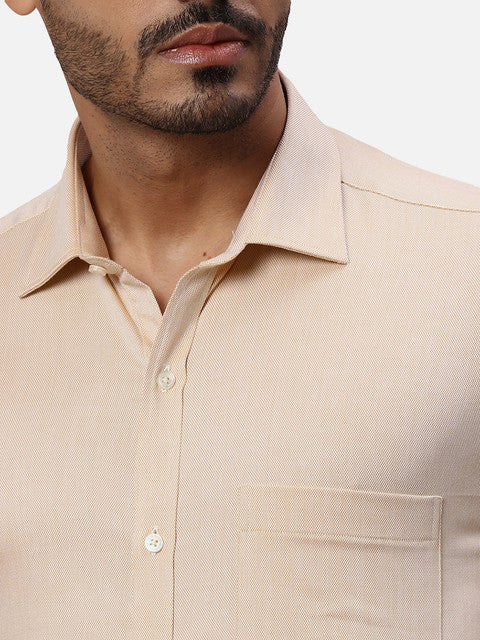 Park Avenue Men Orange Dobby Slim Fit Cotton Formal Shirts - Image 6