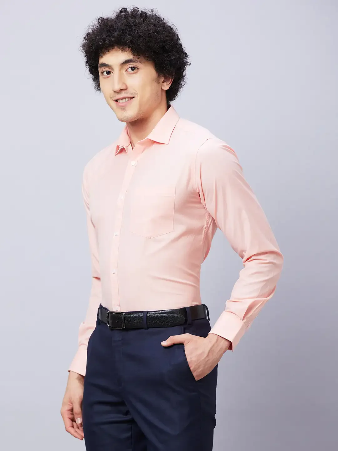 Park Avenue Men Orange Slim Fit Fil-A-Fil Formal Shirt - Image 3
