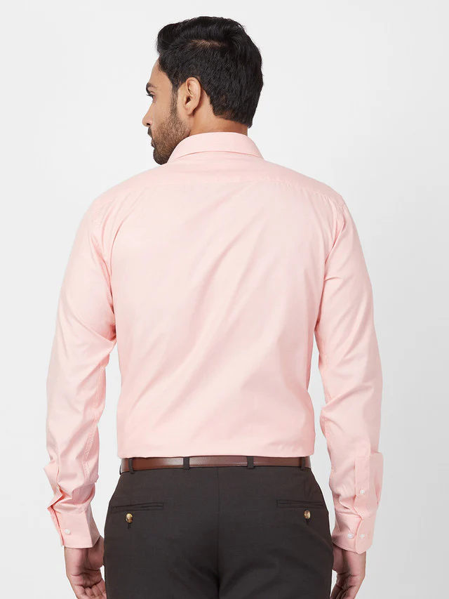 Park Avenue Men Orange Self Design Slim Fit Full Sleeve Semi Cut Away Collar Shirt - Image 5