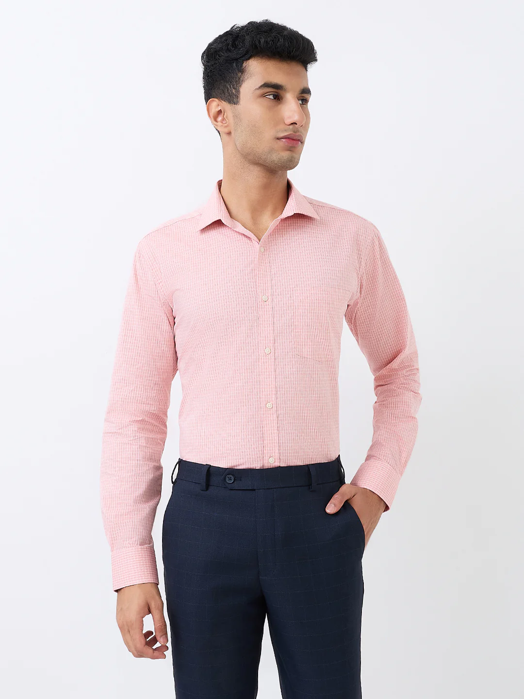 Park Avenue Men Orange Slim Fit Cotton Blend Shirt