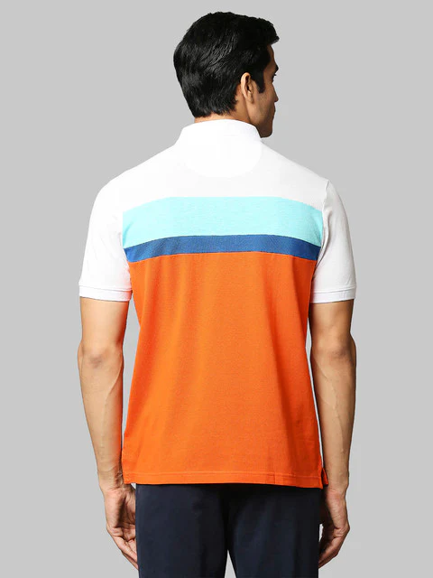 Park Avenue Men Orange Slim Fit Solid T-Shirt - Image 4