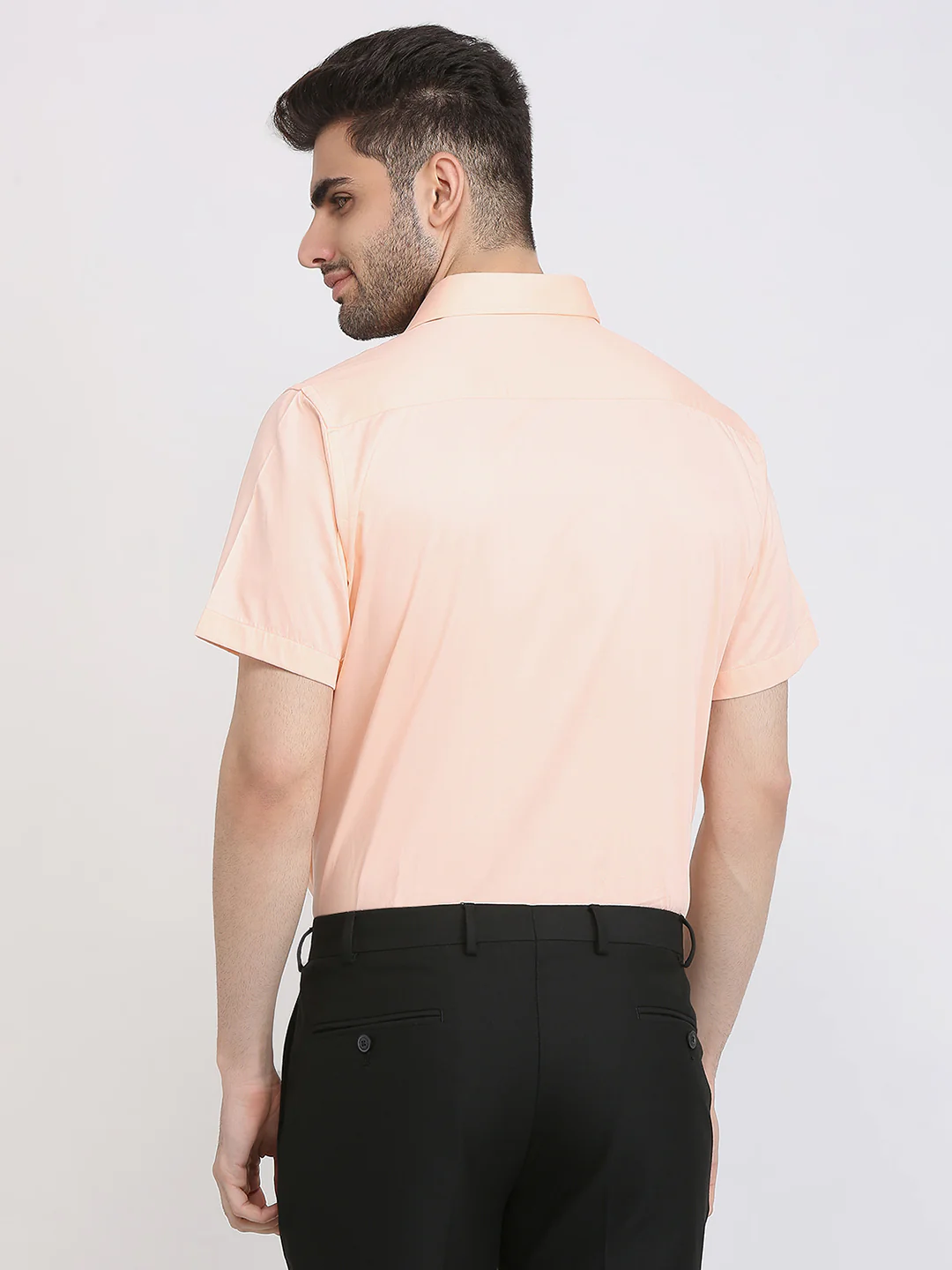 Park Avenue Men Orange Solid Regular Fit Cotton Shirt - Image 4
