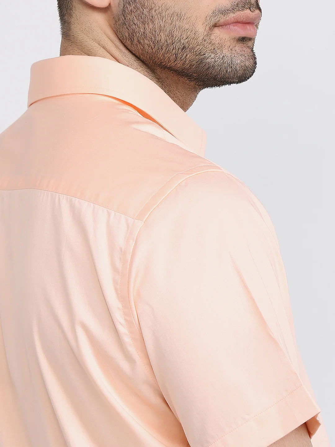 Park Avenue Men Orange Solid Regular Fit Cotton Shirt - Image 6