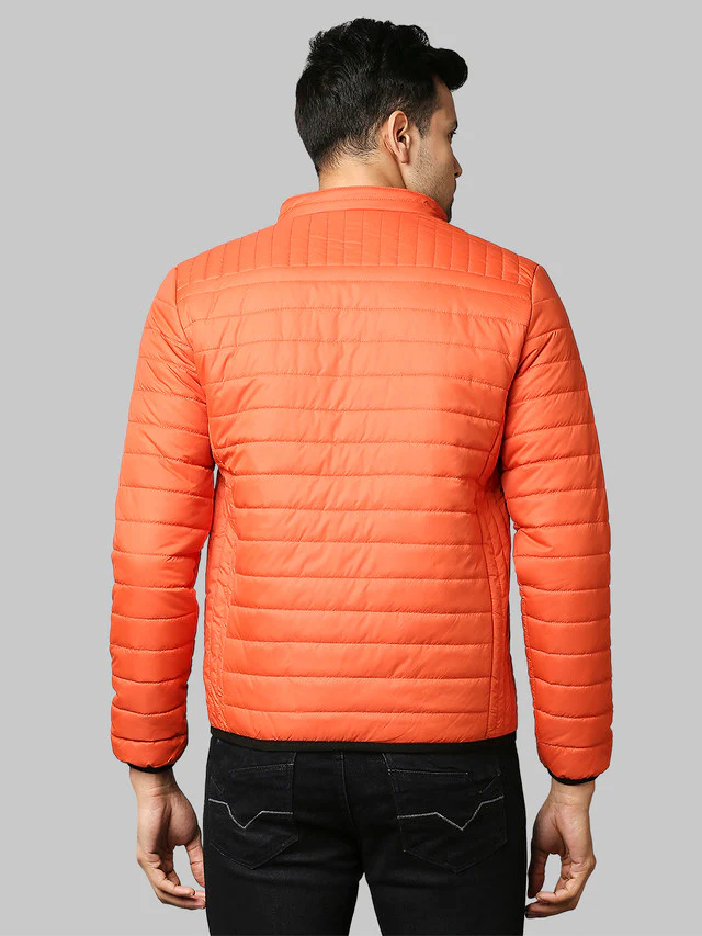 Park Avenue Men Orange Solid Regular Fit Full Sleeve Round Neck Jacket - Image 4