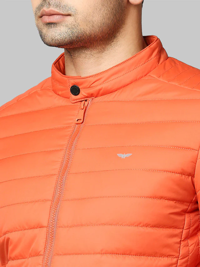 Park Avenue Men Orange Solid Regular Fit Full Sleeve Round Neck Jacket - Image 6