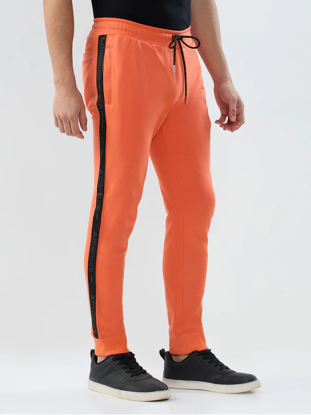 Park Avenue Men Orange Solid Slim Fit Cotton Blend Bottom Lowers - Image 2