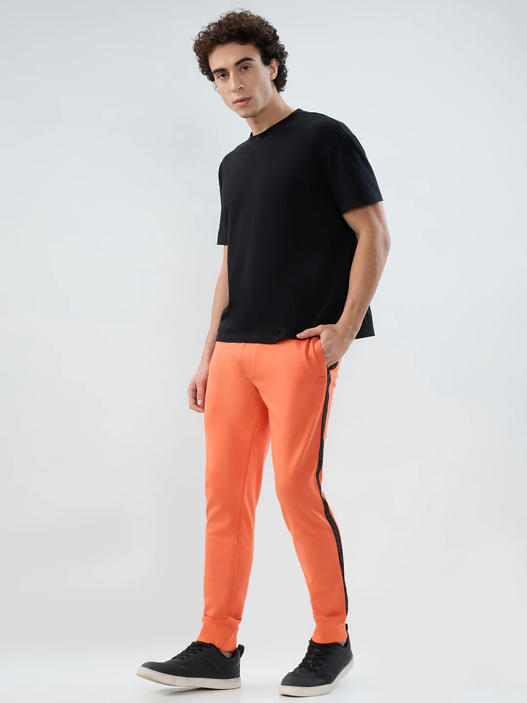 Park Avenue Men Orange Solid Slim Fit Cotton Blend Bottom Lowers - Image 5