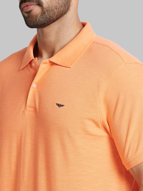 Park Avenue Men Orange Solid Slim Fit Cotton Blend T-Shirt - Image 6