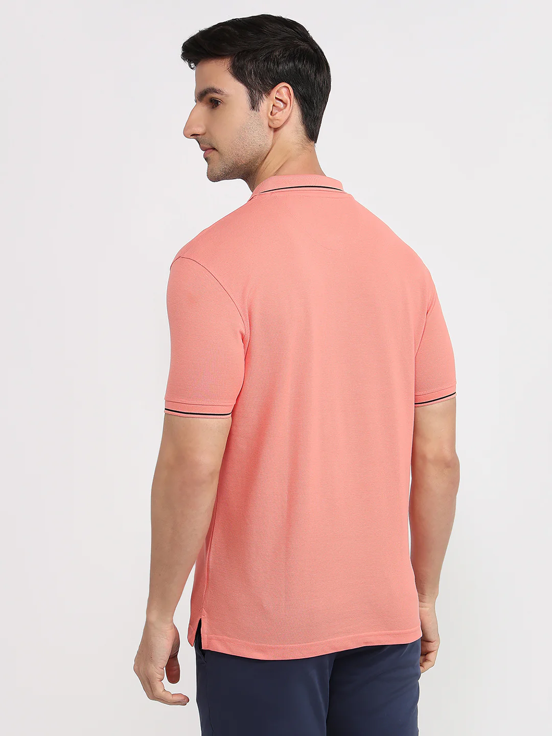 Park Avenue Men Orange Slim Fit Solid Polo Neck Collar T-Shirt - Image 5