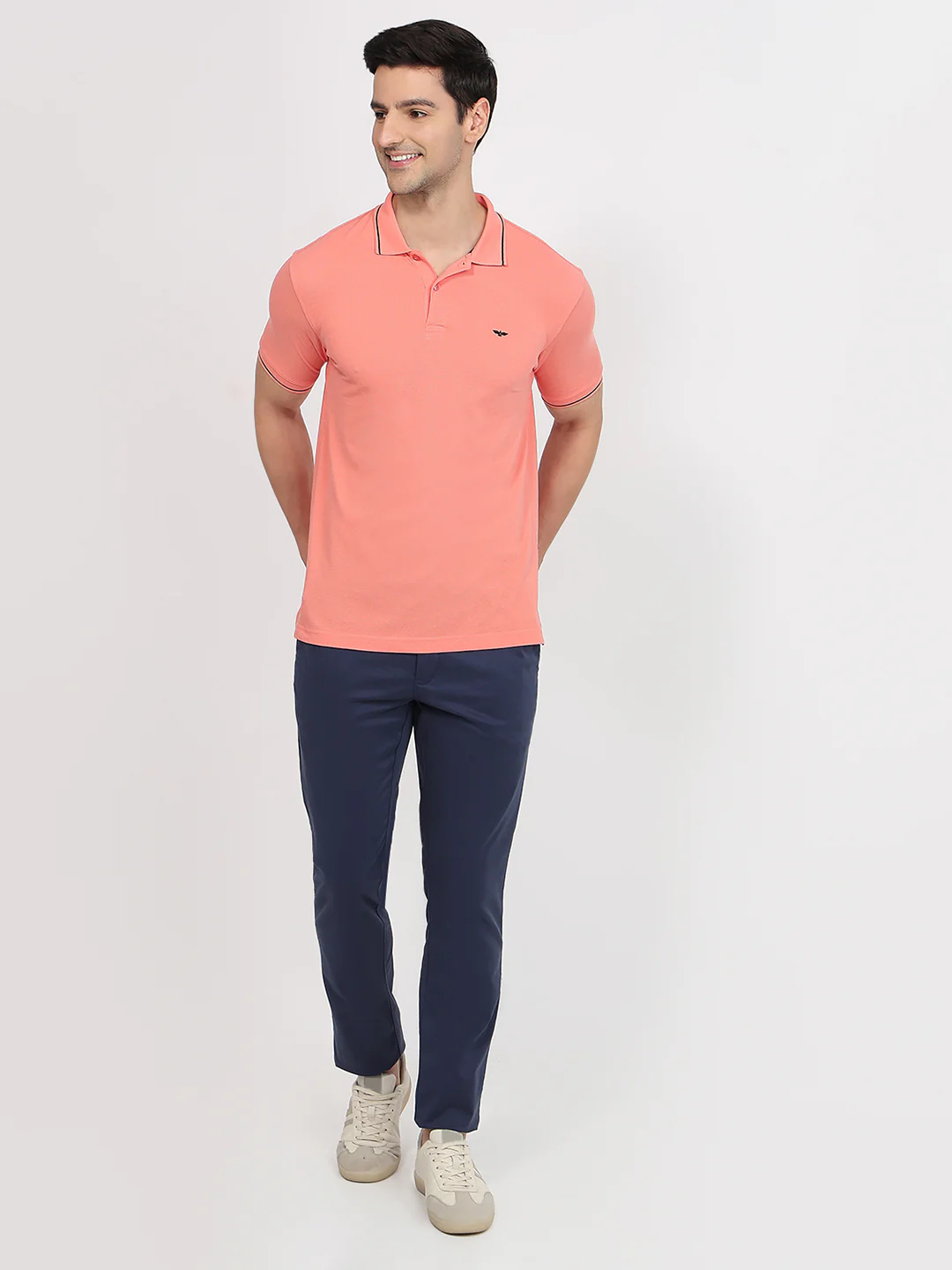 Park Avenue Men Orange Slim Fit Solid Polo Neck Collar T-Shirt - Image 6