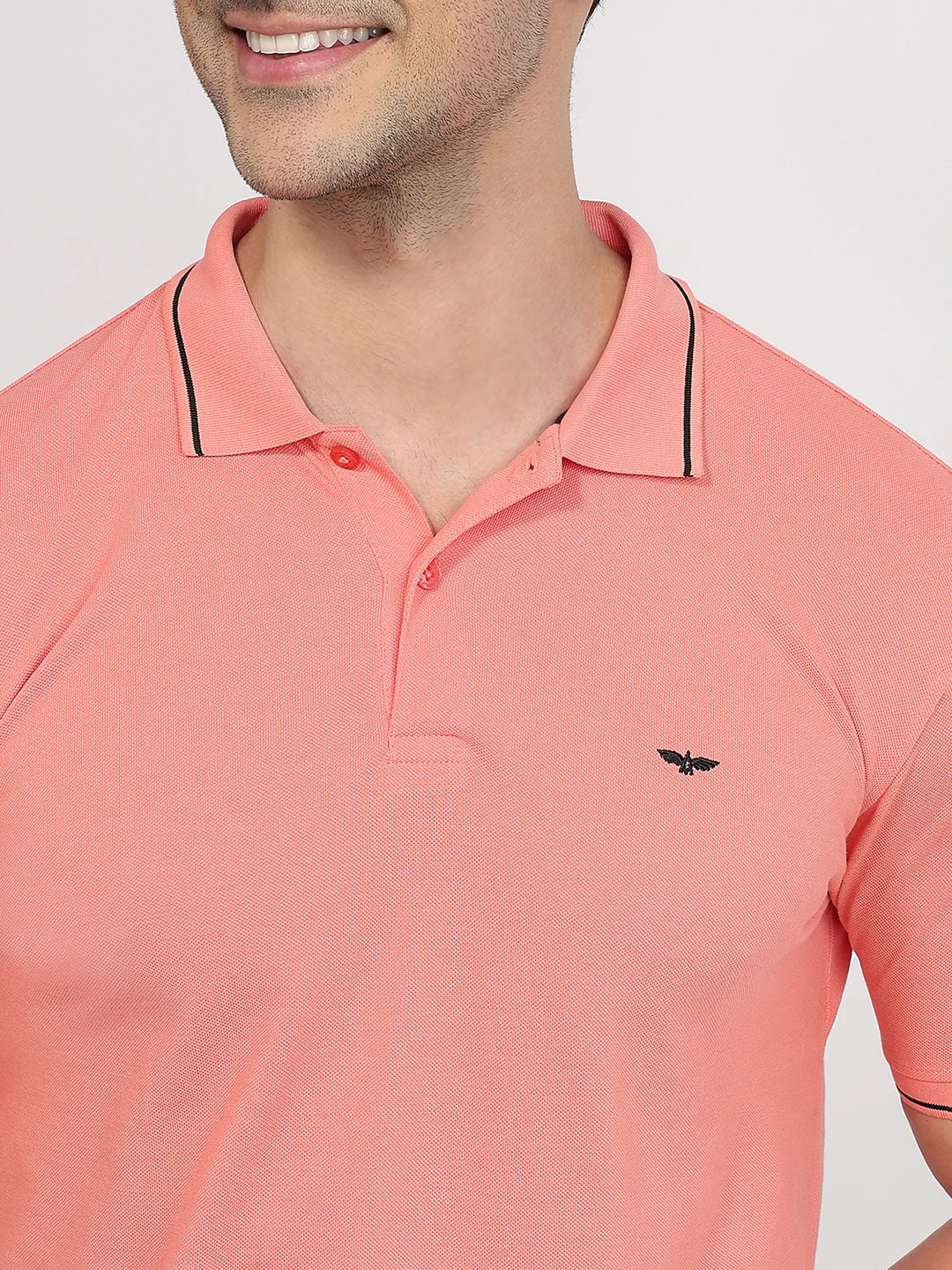 Park Avenue Men Orange Slim Fit Solid Polo Neck Collar T-Shirt - Image 7