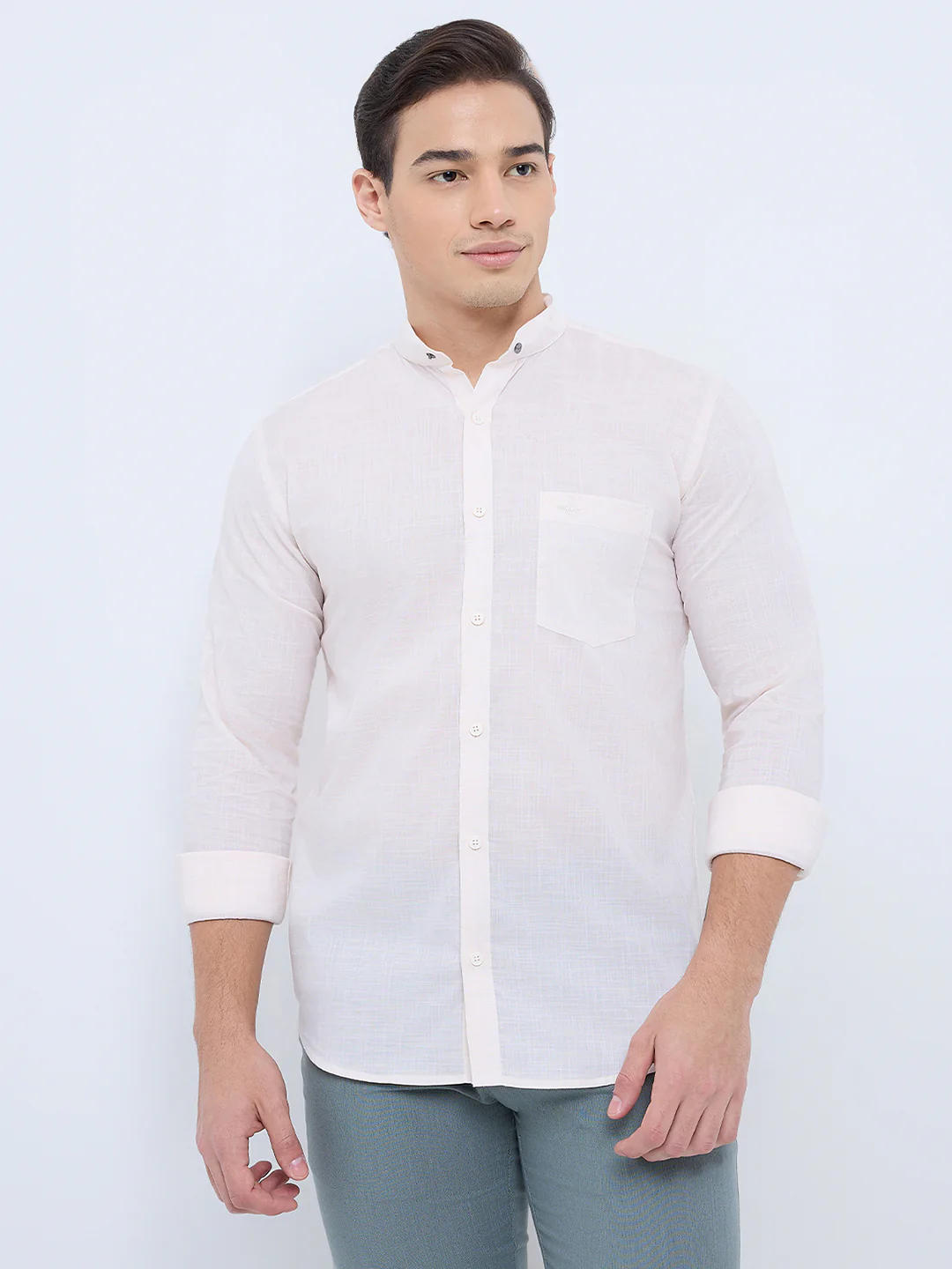 Park Avenue Men Orange Solid Slim Fit Cotton Casual Shirt