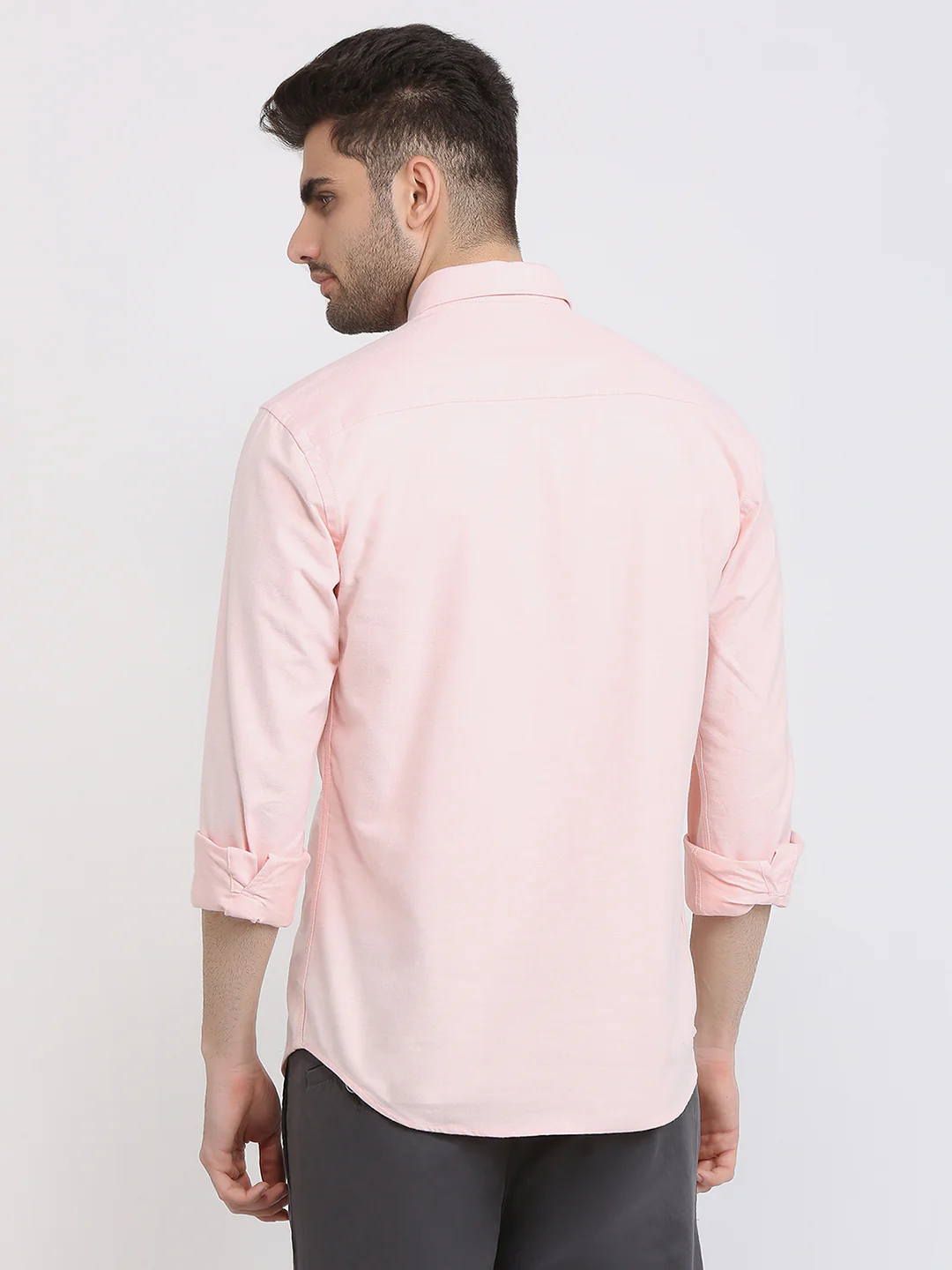 Park Avenue Men Orange Solid Slim Fit Cotton Full Sleeve Casual Shirt - Image 4