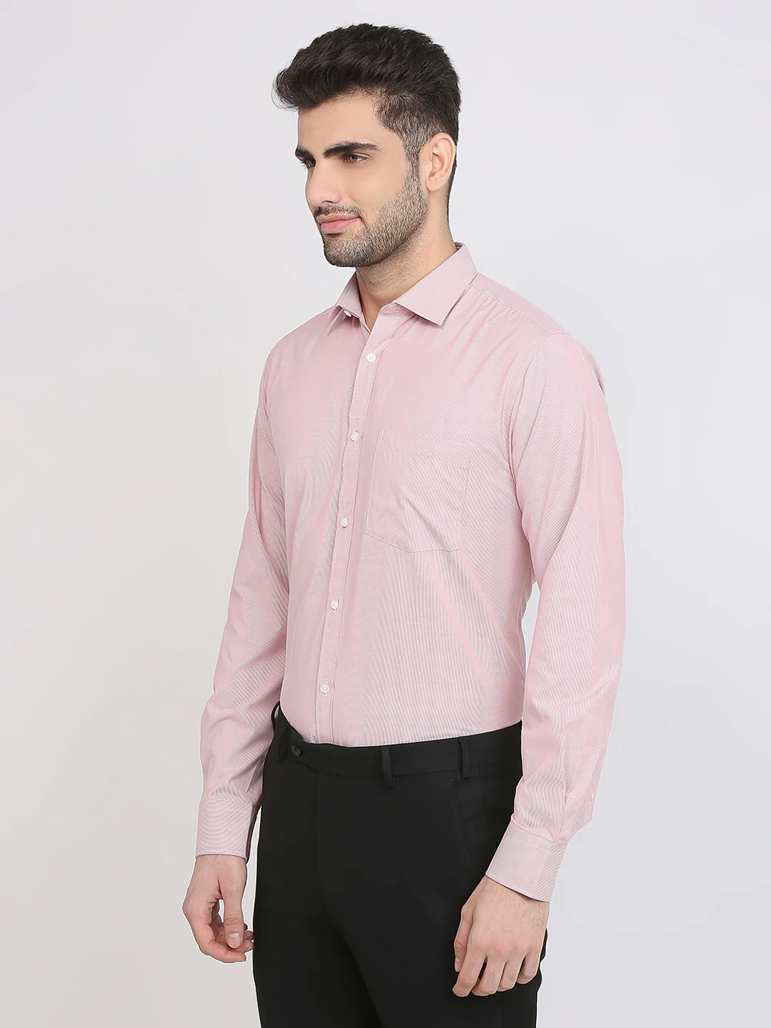 Park Avenue Men Orange Structure Slim Fit Cotton Blend Formal Shirt - Image 2