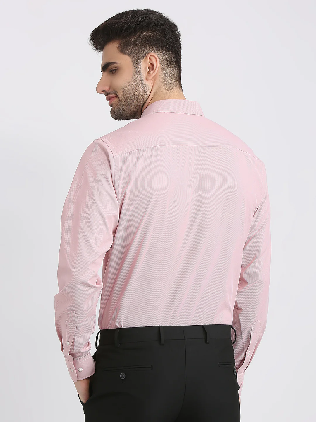 Park Avenue Men Orange Structure Slim Fit Cotton Blend Formal Shirt - Image 4