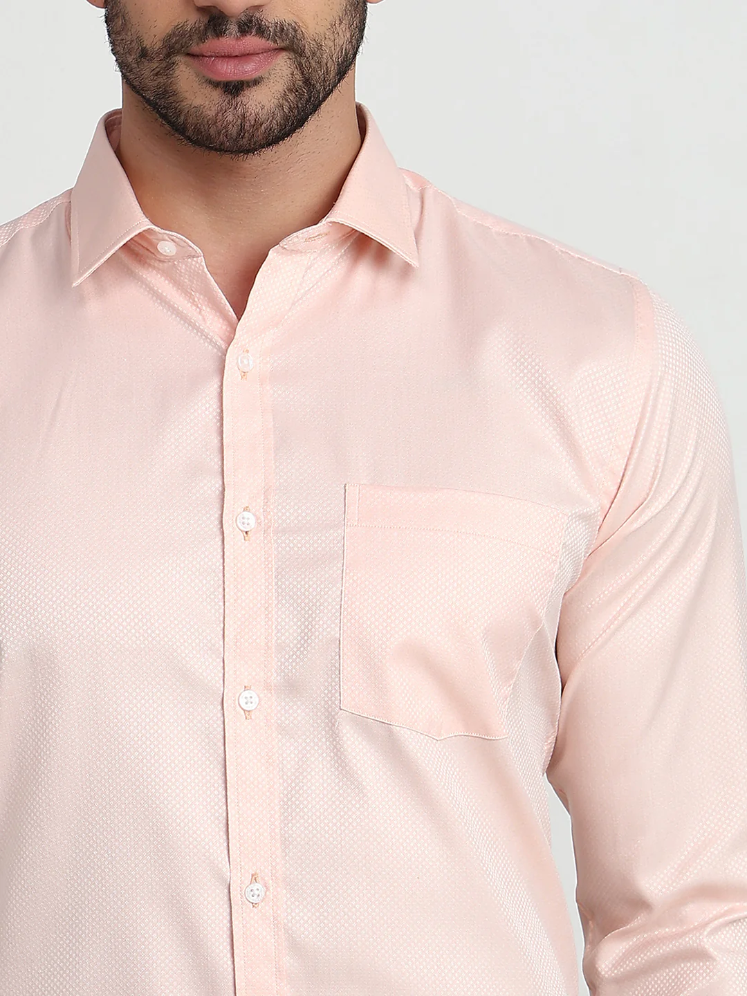Park Avenue Men Orange Structure Slim Fit Cotton Blend Shirt - Image 6