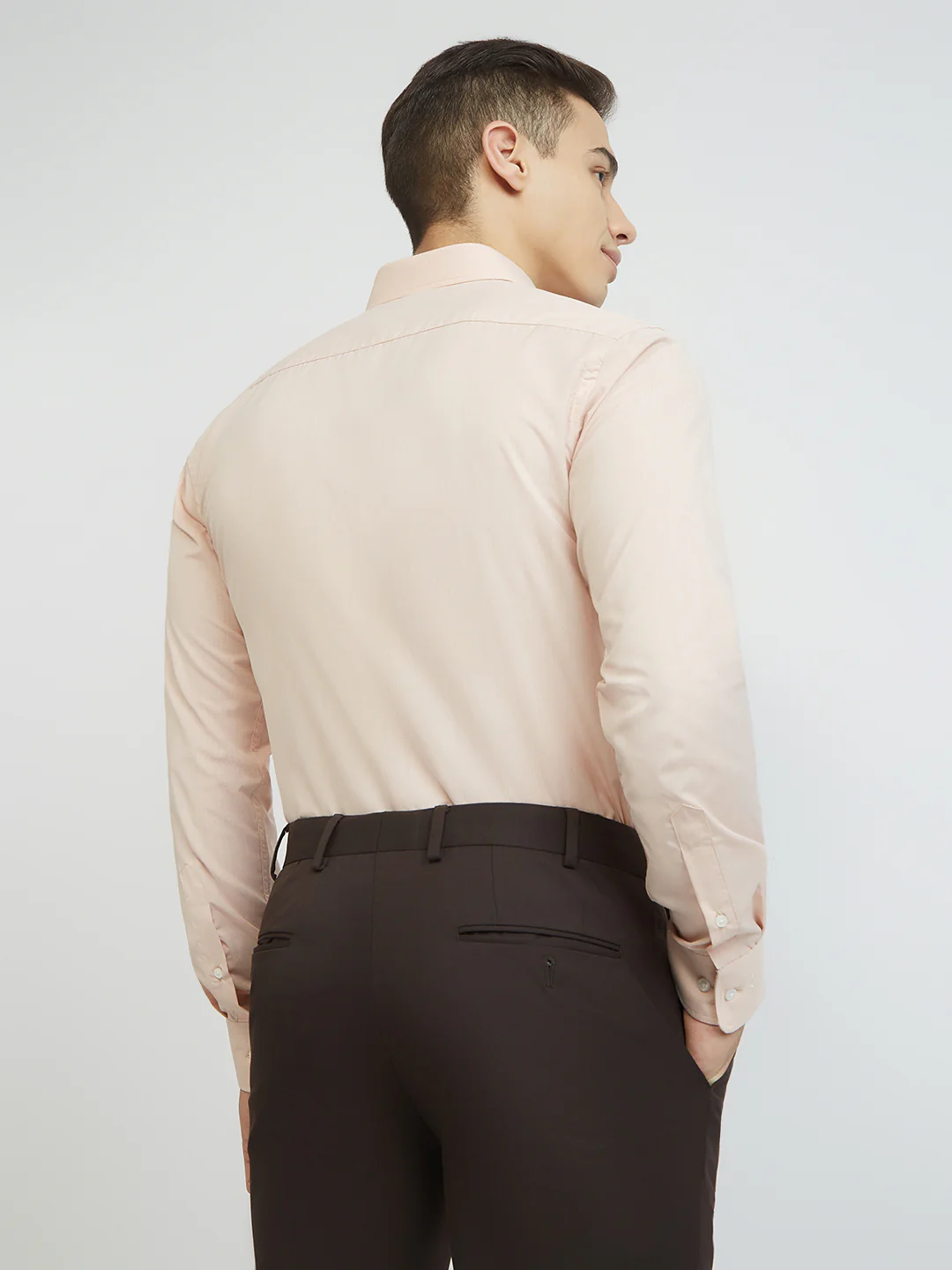 Park Avenue Men Orange Structure Slim Fit Polyester Blend Formal Shirt - Image 4