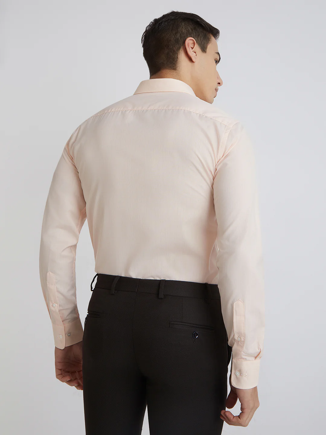 Park Avenue Men Orange Structure Slim Fit Polyester Blend Shirt - Image 4