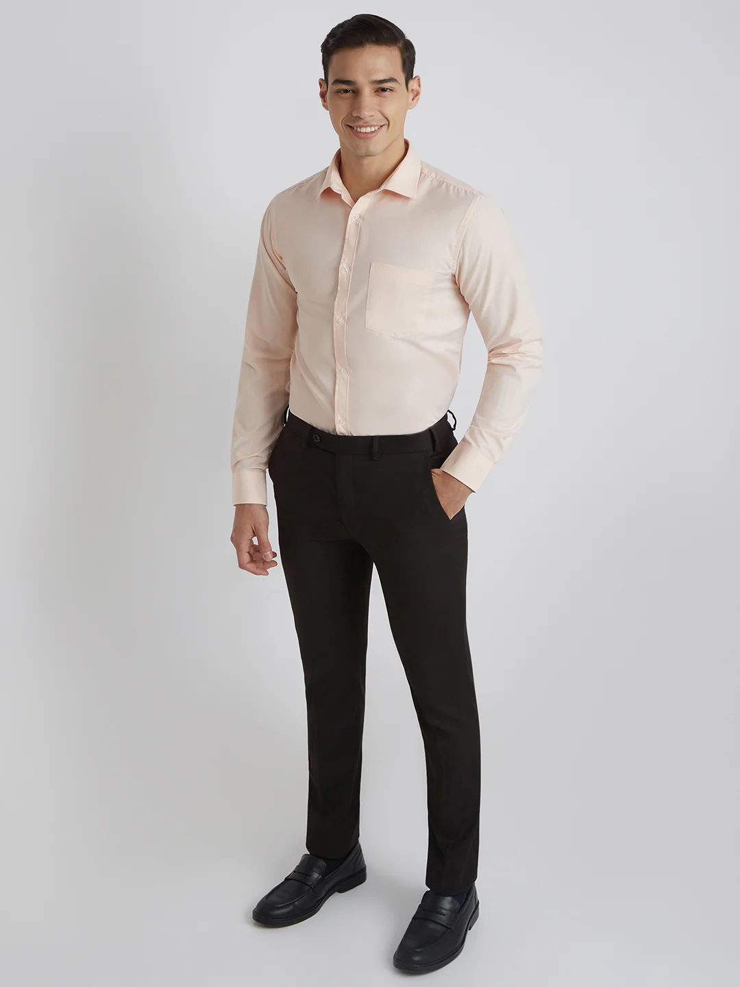 Park Avenue Men Orange Structure Slim Fit Polyester Blend Shirt - Image 5