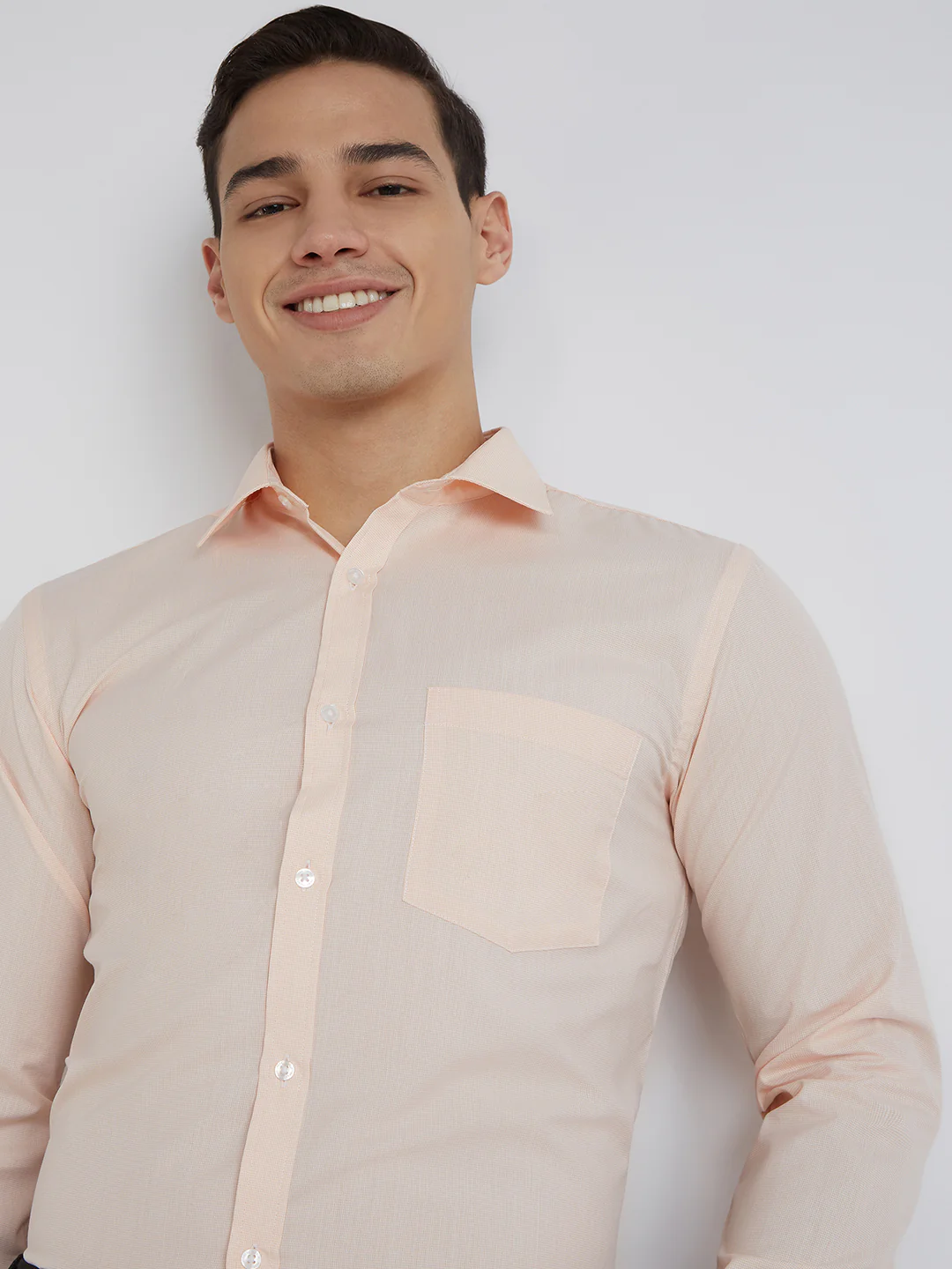 Park Avenue Men Orange Structure Slim Fit Polyester Blend Shirt - Image 6