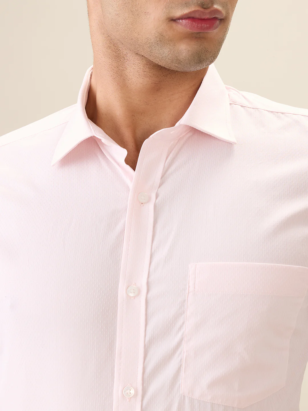 Park Avenue Men Pink Dobby Slim Fit Cotton Formal Shirt - Image 6
