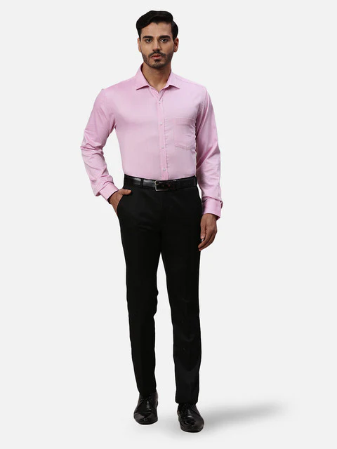 Park Avenue Men Pink Dobby Slim Fit Cotton Formal Shirts - Image 5