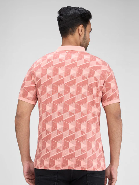 Park Avenue Men Pink Printed Slim Fit Cotton Blend T-Shirt - Image 5