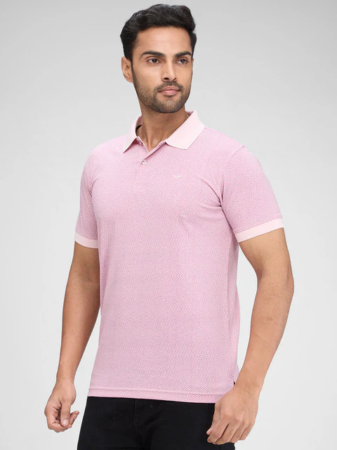 Park Avenue Men Pink Printed Slim Fit Cotton Blend T-Shirt - Image 3