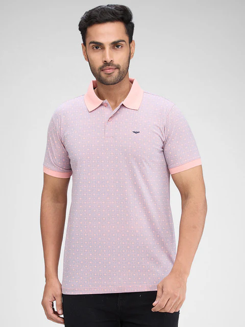 Park Avenue Men Pink Printed Slim Fit Cotton Blend T-Shirt