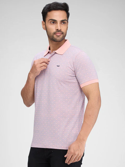 Park Avenue Men Pink Printed Slim Fit Cotton Blend T-Shirt - Image 3