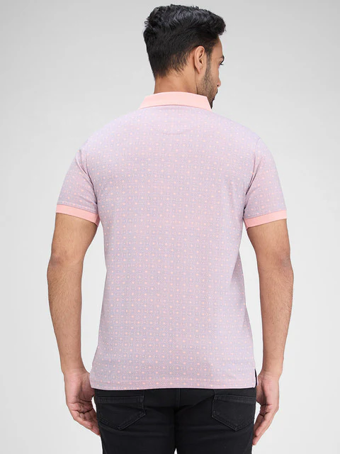Park Avenue Men Pink Printed Slim Fit Cotton Blend T-Shirt - Image 4