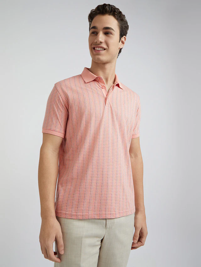 Park Avenue Men Pink Printed Slim Fit Cotton Blend T-Shirt