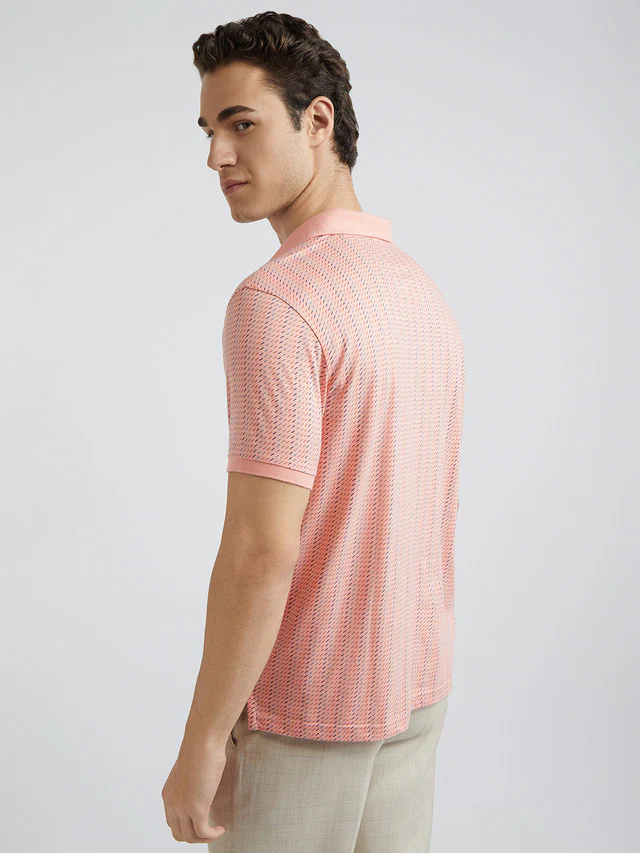 Park Avenue Men Pink Printed Slim Fit Cotton Blend T-Shirt - Image 4