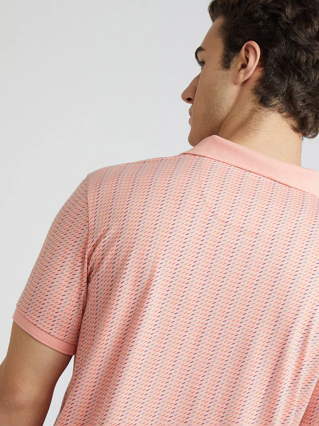 Park Avenue Men Pink Printed Slim Fit Cotton Blend T-Shirt - Image 7