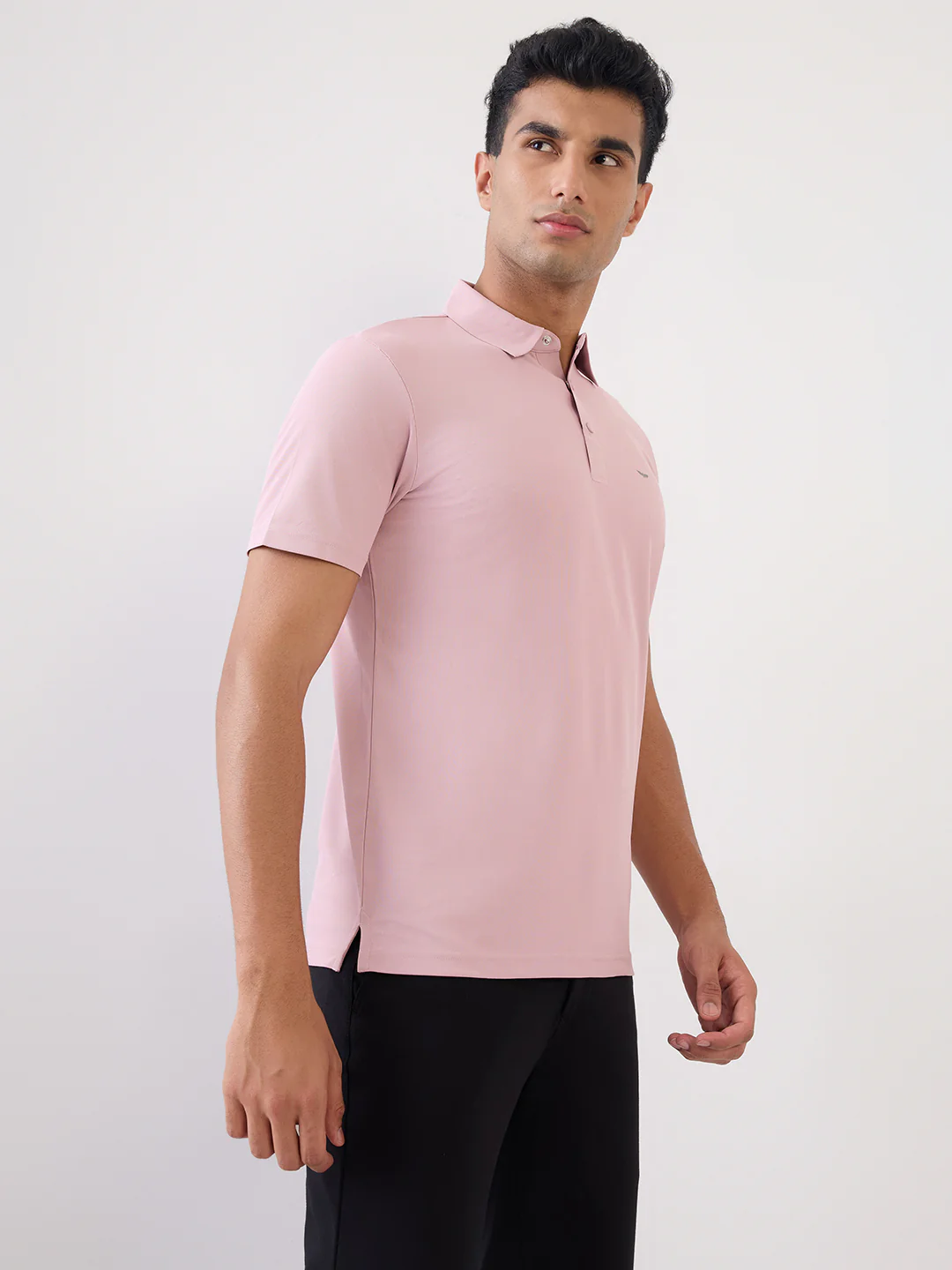 Park Avenue Men Pink Solid Slim Fit Cotton Blend T-Shirt - Image 3