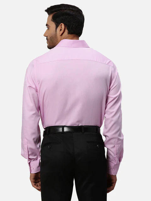Park Avenue Men Pink Structured Regular Fit Cotton Formal Shirts - Image 4